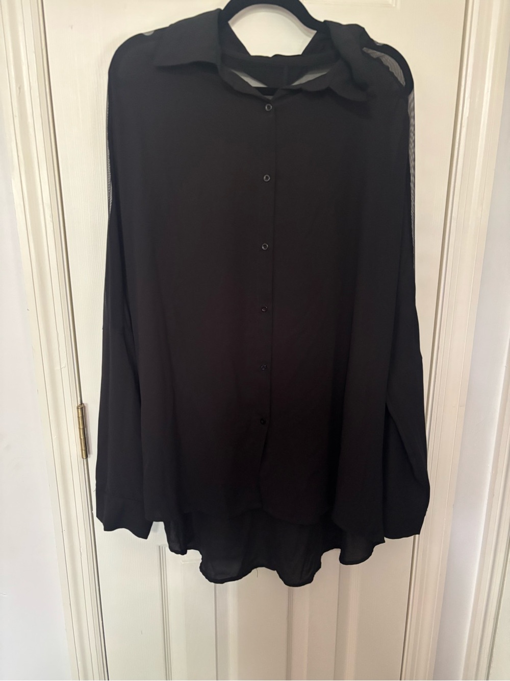 SHEIN Black Button-Front Flowing Blouse